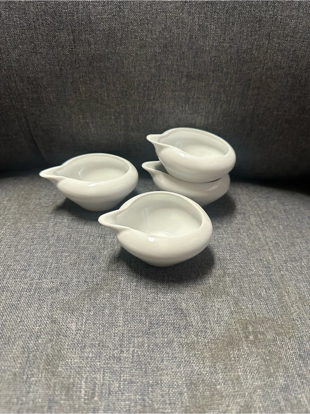 Crate & Barrel White Porcelain Sauce Pourers - Set of 4